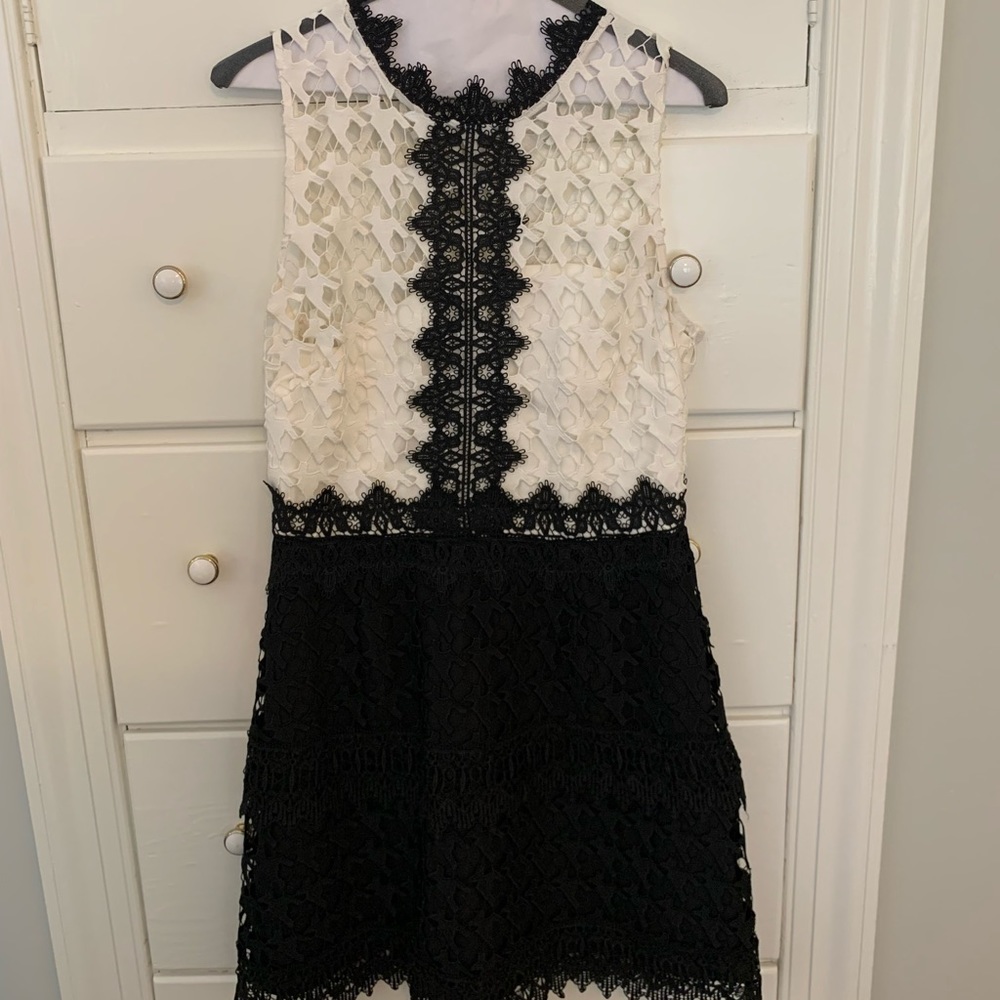 Adelyn Rae Black and White Lace Dress